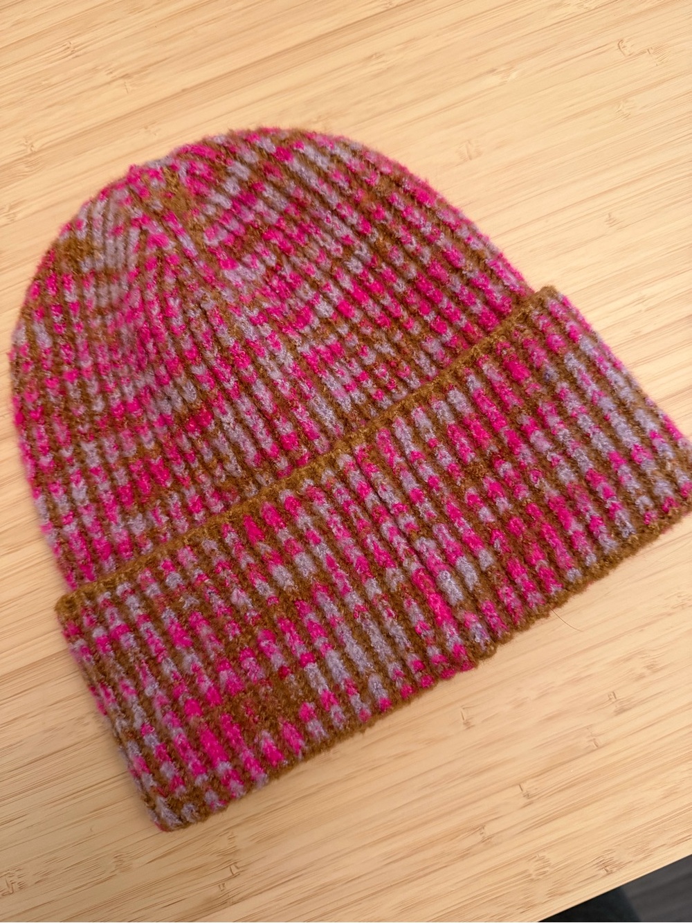Free People Ribbed Beanie in Pink, Brown & Light Gray - Picture 3 of 4